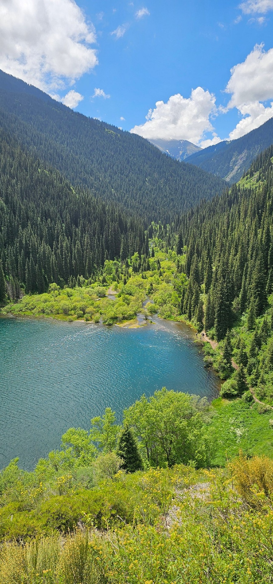 Drone shot of Kolsai lake