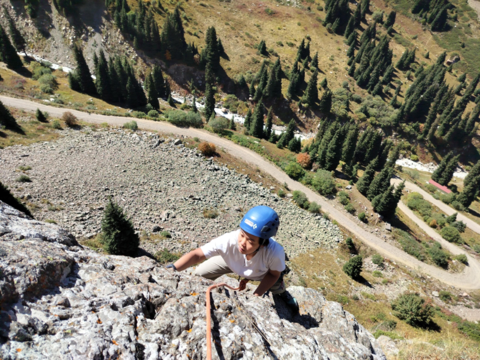 Multipitch climbing with guide in Kazakhstan